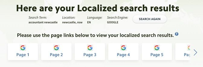 localised search result